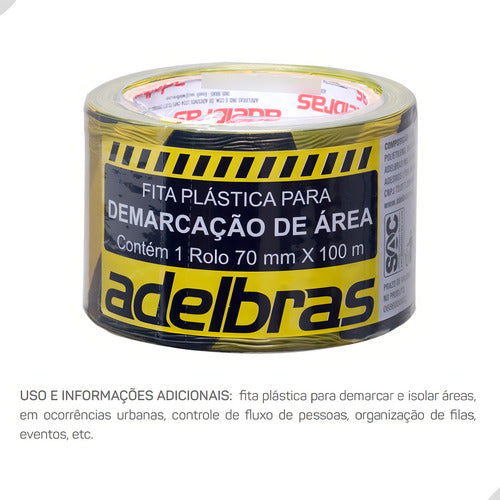 Fita Zebrada Sem Adesivo Adelbras Preto/amarelo 100m