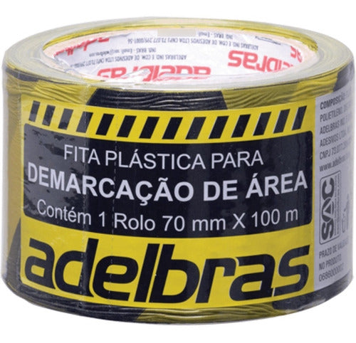 Fita Zebrada Sem Adesivo Adelbras Preto/amarelo 100m