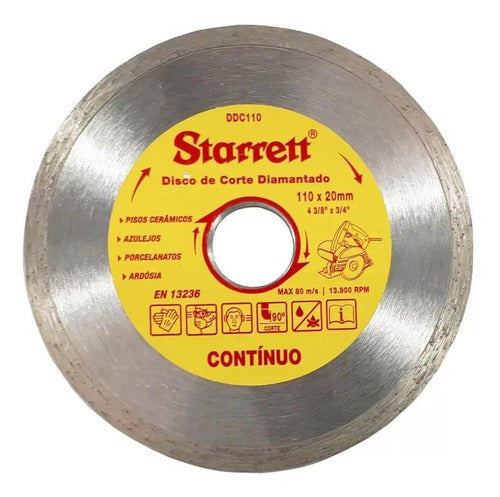 Disco De Corte Diamantado Contínuo 110x20mm Ddc110 Starrett