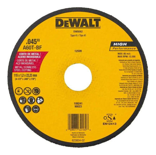 Disco De Corte Dewalt 412  X 10 Mm