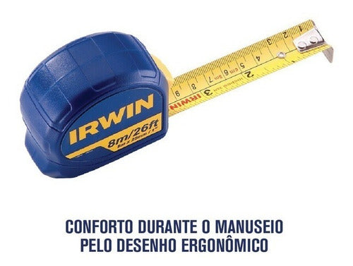 Trena Irwin® 8m Standard Com Fita De Aço Botão De Trava