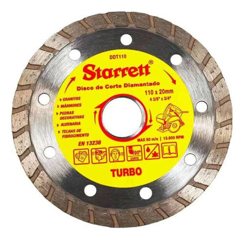 Disco De Corte Diamantado Turbo 110x20mm Ddt110 Starrett