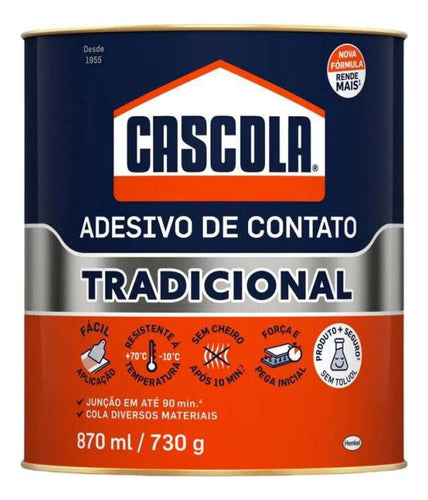 Adesivo De Contato Tradicional S/ Toluol 730g Cascola Cor Amarelado