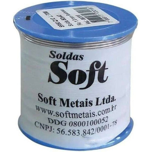 Solda Fio Estanho 1mm Soft 60x40 Rolo Com 500 Gramas