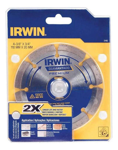 Disco Diamantado Segmentado Premium 110x20mm Irwin