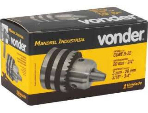 Mandril Industrial Com Chave 50 À 20mm - Encaixe Cone B22 V