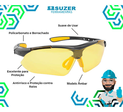 Oculos De Protecao Mod Boxer Amarelo