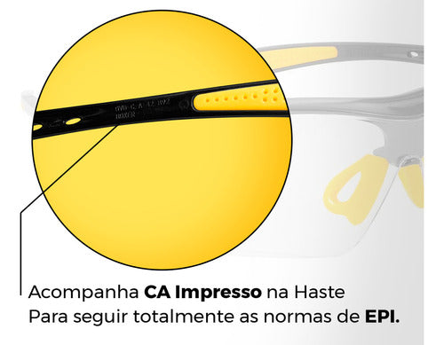 Oculos De Protecao Mod Boxer Amarelo