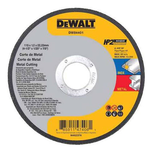 Disco De Corte Dewalt 412  X 10 Mm Inox Hp2