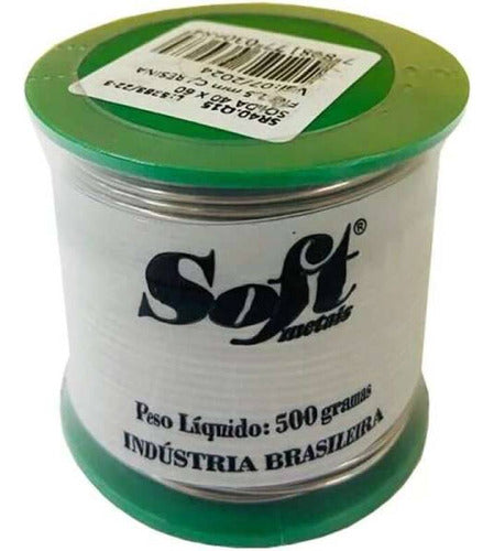 Solda Fio Estanho 1,5mm Soft 40x60 Rolo Com 500 Gramas