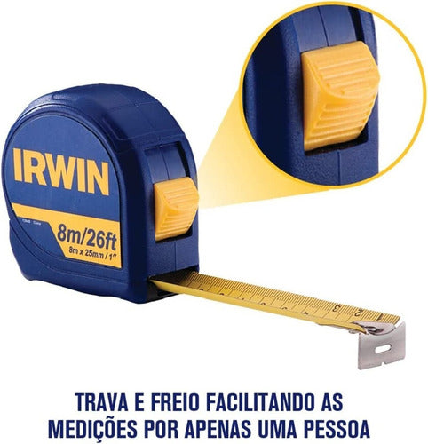 Trena Irwin® 8m Standard Com Fita De Aço Botão De Trava