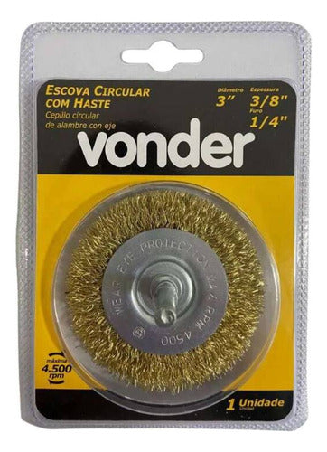 Escova Circular Latonada Com Haste 3 X38  Vonder